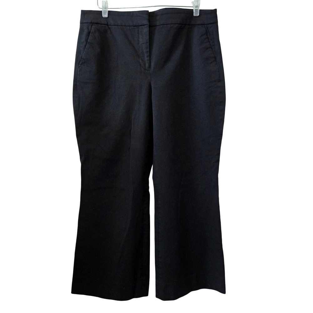 Cropped Flare Trousers Cotton Blend Workwear Size 14 J.Crew Women Black - Picture 2 of 9